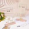 Transparent Acrylic Vertical Earring Display Stands with Wooden Base EDIS-WH0021-48A-3