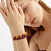 Dark Orange Natural Yellow Jade Round Beaded Stretch Bracelet BJEW-SW00077-07-3