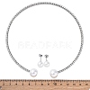 Round Plastic Imitation Pearl Stud Earrings & Rhinestone Cuff Choker Necklaces Sets SJEW-U003-04P-5