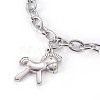 304 Stainless Steel Cable Chain Charm Bracelets BJEW-O169-09-3