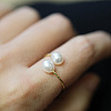 Brass Natural Freshwater Pearl Oval Beaded Cuff Rings WG91F01-01-3