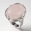 Adjustable Oval Gemstone Wide Band Rings RJEW-L062-01C-1