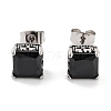 Square 316 Surgical Stainless Steel Pave Cubic Zirconia Stud Earrings for Women Men EJEW-Z050-03A-AS-1