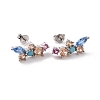 Colorful Cubic Zirconia Flower Stud Earrings EJEW-C030-03P-1