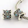 Antique Silver Plated Alloy Rhinestone Large Hole European Beads MPDL-R041-08-2