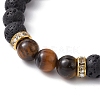 Natural Lava Rock & Tiger Eye Braided Bead Bracelets BJEW-JB09729-01-3