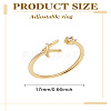 1Pc Letter Brass Rhinestone Open Cuff Rings for Women AJEW-LP0004-47K-G-2
