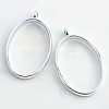 Rack Plating Alloy Oval Open Back Bezel Pendants X-PALLOY-S047-26D-FF-1