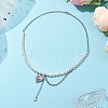 Heart Glass Rhinestone Pendant Necklaces NJEW-JN04809-2