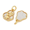 Brass Pave Natural Shell Mermaid Charms with Jump Rings KK-P283-10G-2