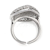 Plating Brass Micro Pave Cubic Zirconia Open Cuff Rings RJEW-K266-14P-3