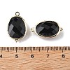 Natural Obsidian Faceted Oval Connector Charms G-H323-02G-06-3