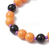 Halloween Theme Baking Paint Glass & Natural Black Onyx(Dyed & Heated) Round Beaded Stretch Bracelets BJEW-MZ00188-02-4