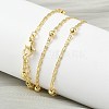3.5MM Round Ball Brass Oval Link Chain Necklaces for Women NJEW-K271-18G-4