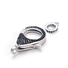 Brass Micro Pave Cubic Zirconia Lobster Claw Clasps ZIRC-K081-95P-01-2