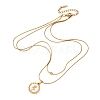 304 Stainless Steel with Natural White Shell Square Disc Pendant Double Layer Necklaces NJEW-K300-06B-G-2