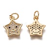 Brass Micro Pave Clear Cubic Zirconia Charms ZIRC-B002-52G-2