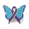 Butterfly & Alzheimer's Awareness Ribbon Alloy Enamel Pin JEWB-B006-12A-1