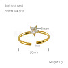 304 Stainless Steel Micro Pave Clear Cubic Zirconia Cuff Rings for Women FS-WGE9F4E-04-2
