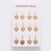 304 Stainless Steel Dangle Stud Earrings EJEW-E172-15-4