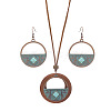 Bohemian Alloy & Wood Pendant Necklaces & Dangle Earrings Sets WG8FC17-01-2