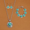 Alloy with Synthetic Turquoise Pendant Necklaces & Link Bracelets & Dangle Earring Sets WGBFEA3-07-1