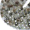 Natural Green Lodolite Quartz/Garden Quartz/Green Phantom Quartz Beads Strands G-K389-A71-01-3