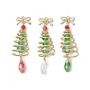 3Pcs 3 Colors Christmas Theme Copper Wired Glass Pendants PALLOY-JF02861-1