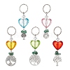 Tree of Life Alloy & Natural Green Aventurine Chips Pendant Keychain KEYC-JKC00594-1