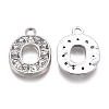 Alloy Rhinestone Letter Charms RB-A052-01-3