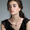 4Pcs 4 Colors Glass Flat Round & Alloy Moon Pendant Necklaces Set NJEW-AN0001-55-6