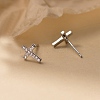 925 Sterling Silver Clear Cubic Zirconia Stud Earrings EJEW-Q030-04P-1