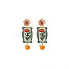 Alloy & Enamel Stud Dangle Earrings for Women WG66E5A-01-5