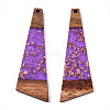 Transparent Resin & Walnut Wood Big Pendants RESI-TAC0017-51-B01-2