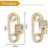 BENECREAT Brass Micro Pave Clear Cubic Zirconia Screw Carabiner Lock Charms KK-BC0004-62-2