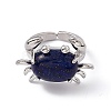 Natural Lapis Lazuli Crab Open Cuff Ring RJEW-I090-01P-11-2