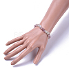 Natural White Moonstone & Strawberry Quartz Chip Stretch Bracelets BJEW-JB04490-05-3