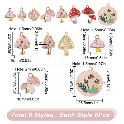 48Pcs 8 Style Alloy Enamel Pendants ENAM-SC0003-76-1