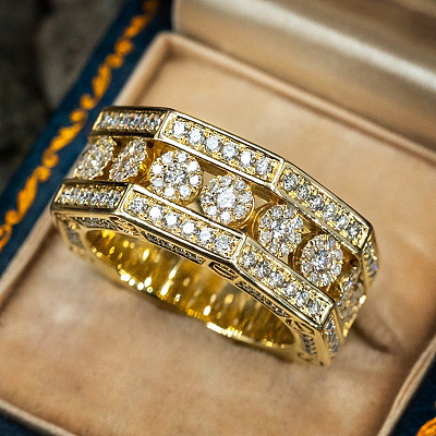 Brass Micro Pave Clear Cubic Zirconia Finger Rings for Men FS-WG63B19-01-1