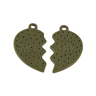 Tibetan Style Heart Alloy Split Pendants TIBEP-S293-044AB-LF-1