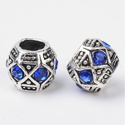 Alloy Rhinestone Rondelle Large Hole European Beads MPDL-R036-80-1