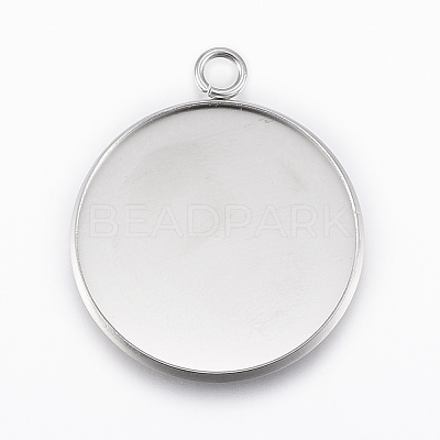 Tarnish Resistant 304 Stainless Steel Pendant Cabochon Settings X-STAS-E146-18P-25mm-1