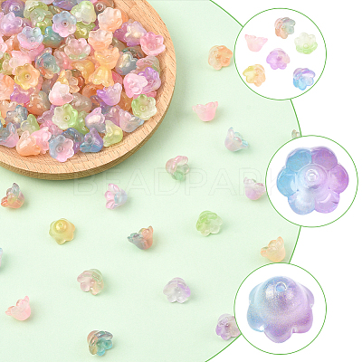 200Pcs Transparent Glass Beads Caps GLAA-PA0001-21-1
