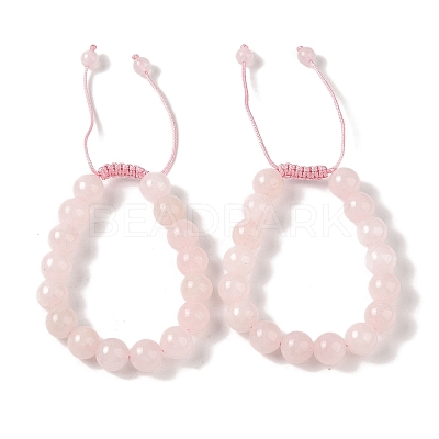 10mm Round Dyed Natural Rose Quartz Braided Bead Bracelets BJEW-C067-01C-20-1
