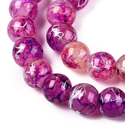 Drawbench Crackle Glass Beads Strands GLAA-N006-8mm-06-1