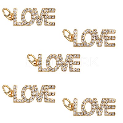 5Pcs Brass Micro Pave Clear Cubic Zirconia Pendants ZIRC-SZ0002-02-1