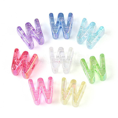 UV Plating Transparent Acrylic European Beads OACR-M027-02W-1