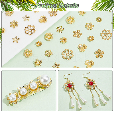 100Pcs 10 Styles Brass Bead Caps for DIY Hair Decoration Accessories KK-PH0005-72-1