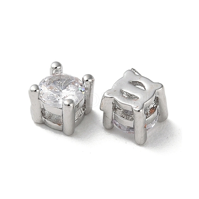 Brass Micro Pave Cubic Zirconia Slide Charms KK-F872-01P-1