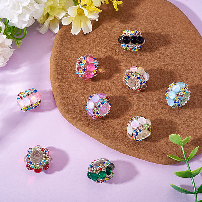 9Pcs 9 Colors Sparkling Acrylic Rhinestone Round Beads OACR-TA0003-92A-1